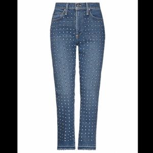Alice & Olivia Denim Trouser jeans with silver stud embellishments–– NWT